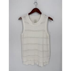 Joie Crochet Open Knit Sleeveless Sweater Tank Ivory Size Small 100% Cotton